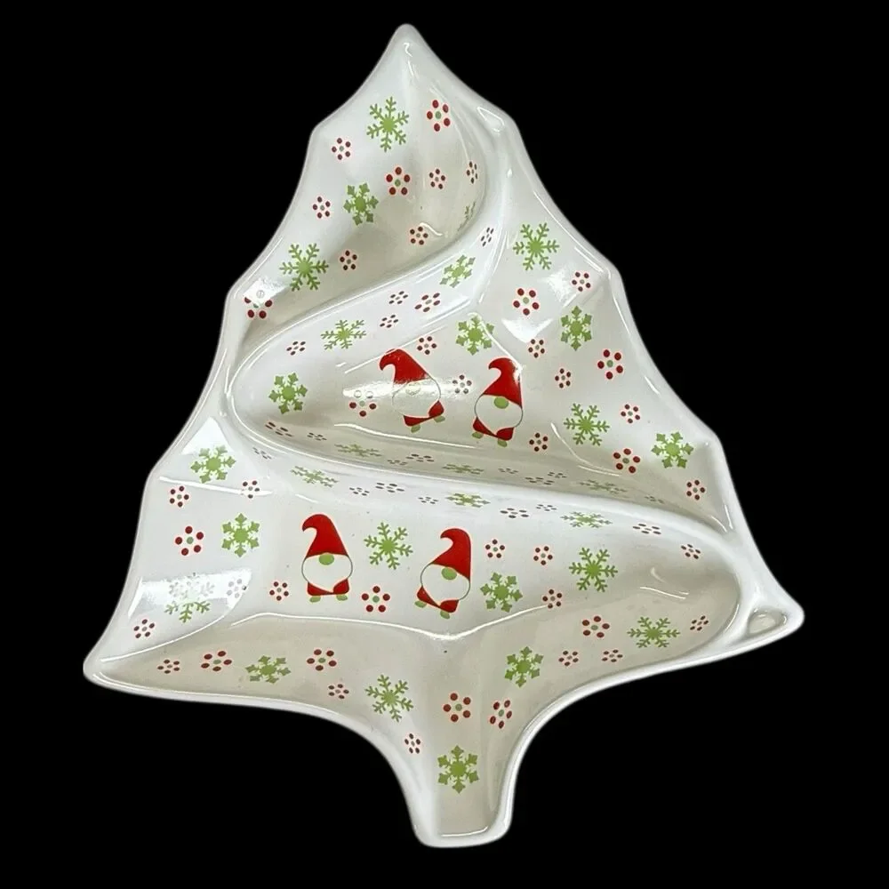 Temptations Special Edition Divided Dish‎ Christmas Tree Elf Gnome Pattern 14